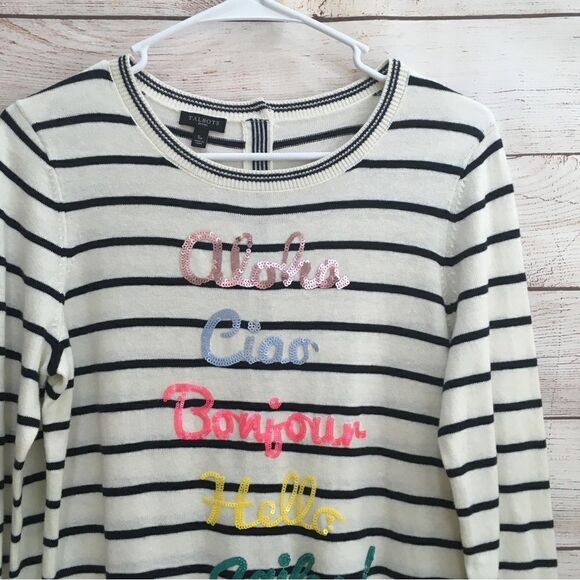 TALBOTS “HELLO” SEQUIN SWEATER‎ - Picture 2 of 7